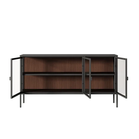 מזנון ויטרינה מעוצבת ESSENCE צבע שחור גב אגוז