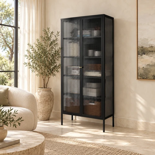 ויטרינה מעוצבת דגם VITRA זכוכית גלית צבע שחור