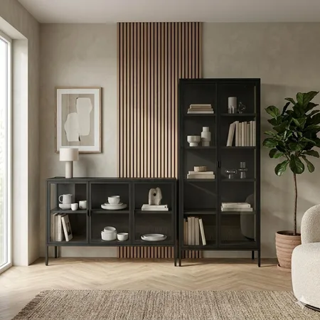 ויטרינה+ מזנון מעוצבים בגוון שחור