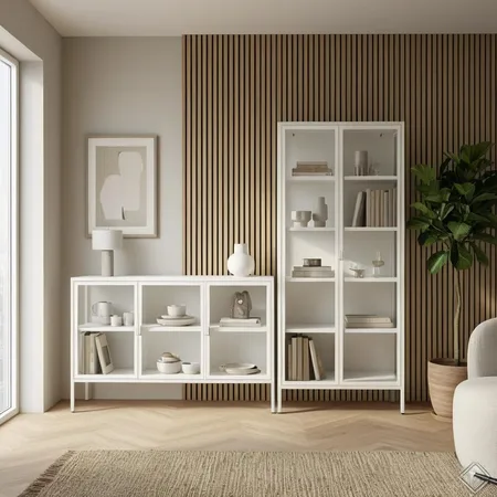 ויטרינה+ מזנון מעוצבים בגוון לבן