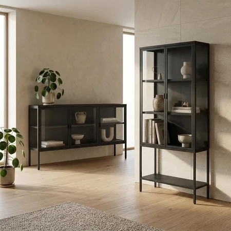 ויטרינה +מזנון מעוצבים בגוון שחור