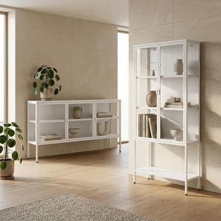 ויטרינה+ מזנון מעוצבים בגוון לבן